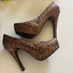 Platform Brown Snakeskin Heels